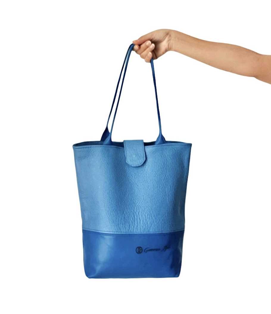 Genesis Style Genuine Leather Shopper Bag - Blue