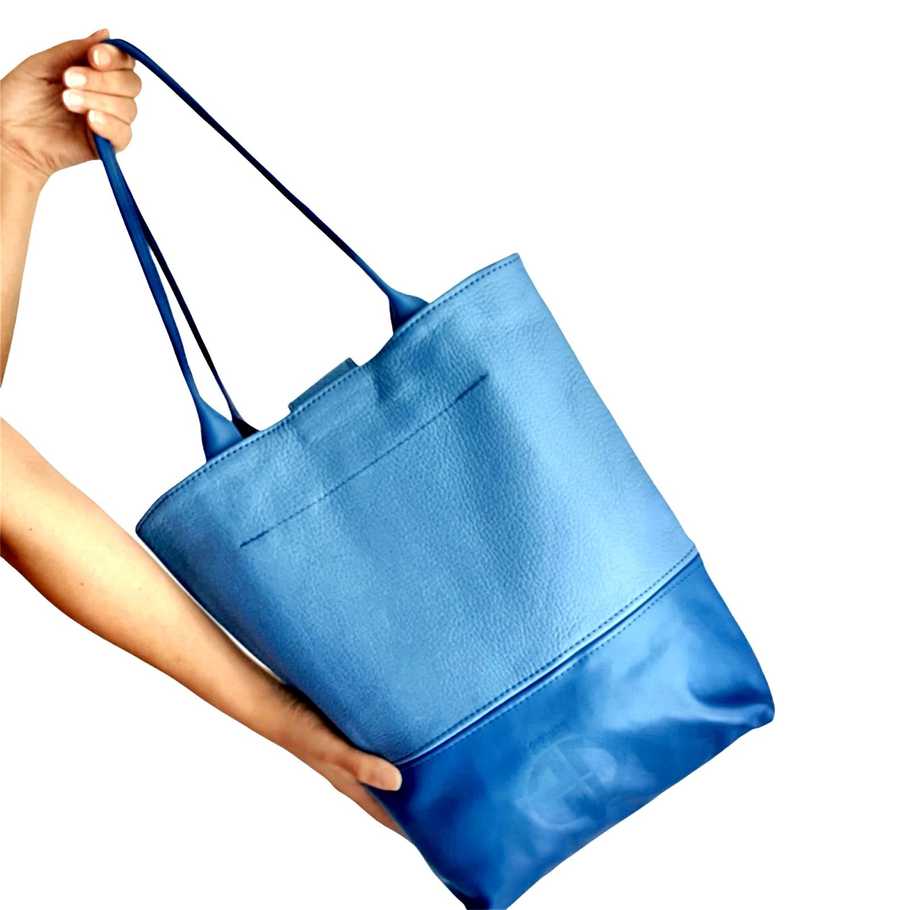 Genesis Style Genuine Leather Shopper Bag - Blue