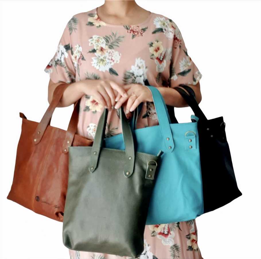 Genesis Style Genuine Leather Tote Bag - Black